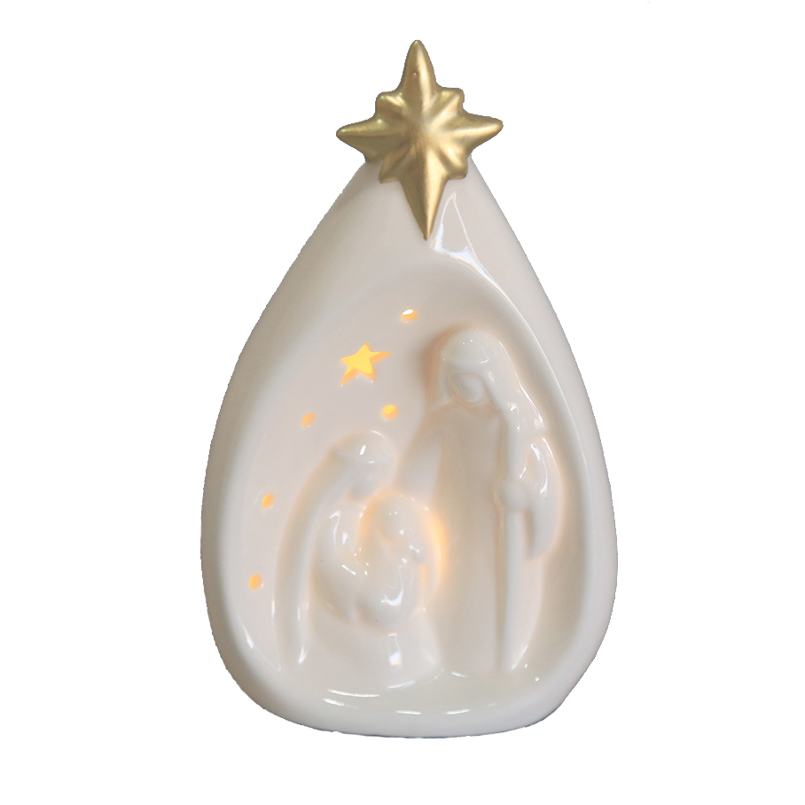Lit Ceramic Holy Family