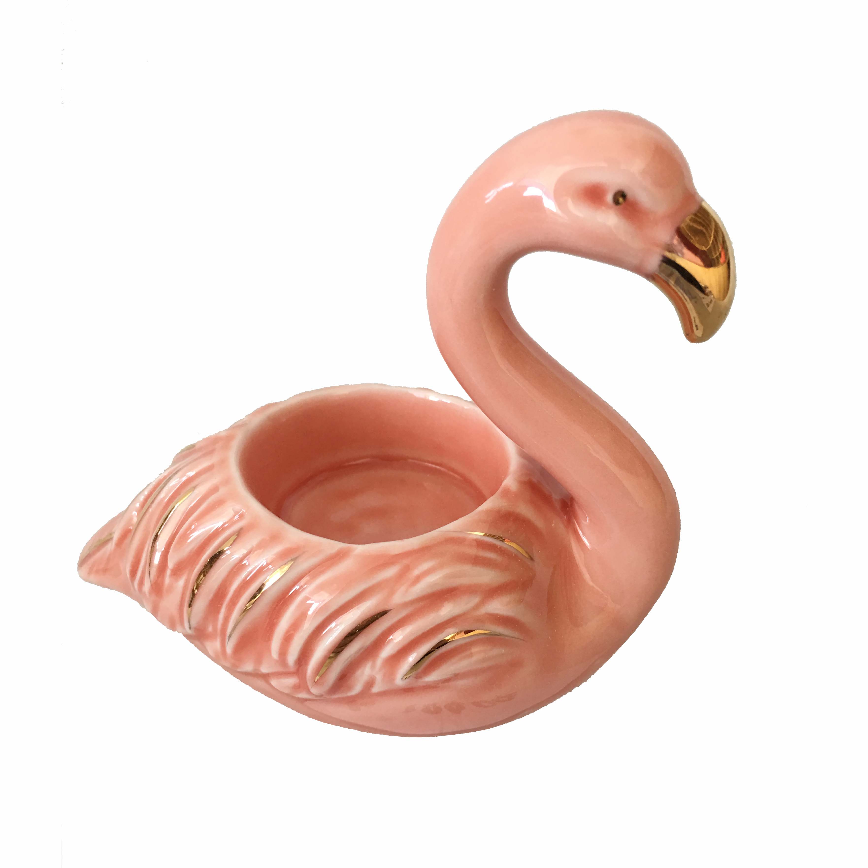 Porcelain Flamingo Candle Holder